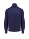 Polo Ralph Lauren Refined Turtleneck Sweater In Deep Navy Wool In Blue