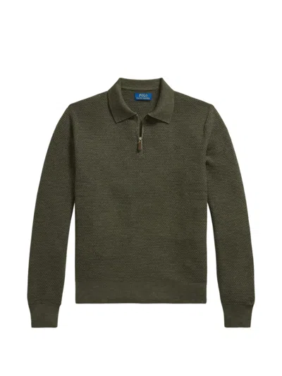Polo Ralph Lauren Washable Wool Polo-collar Jumper In Green