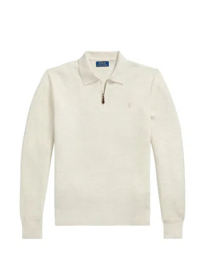 Polo Ralph Lauren Washable Wool Polo-collar Jumper In Neutrals