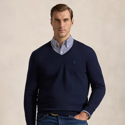 Polo Ralph Lauren Washable Wool V-neck Sweater In Hunter Navy