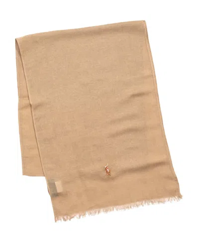 Polo Ralph Lauren Washed Linen Blend Scarf In Brown