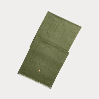 Polo Ralph Lauren Washed Linen-blend Scarf In Green