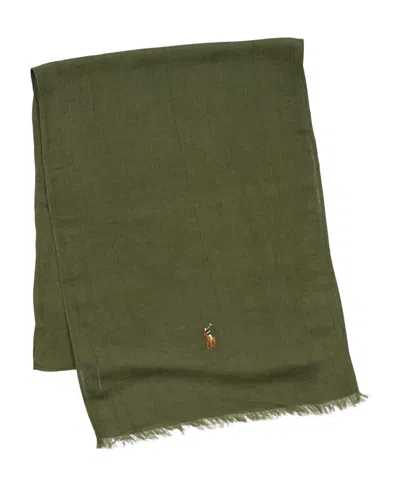 Polo Ralph Lauren Washed Linen Blend Scarf In Green