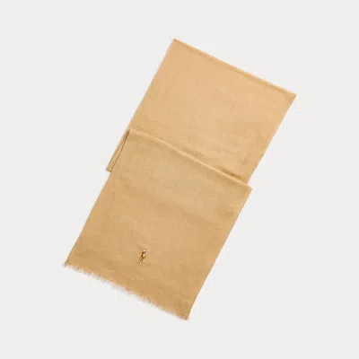 Polo Ralph Lauren Washed Linen-blend Scarf In Gold