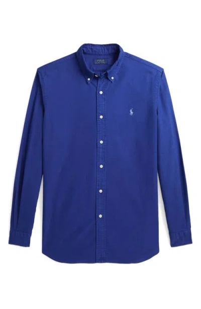 Polo Ralph Lauren Mens Logo Cotton Button-down Shirt In Blue