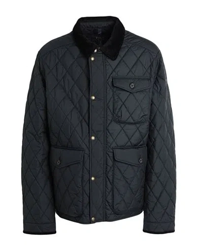 Polo Ralph Lauren Water-repellent Quilted Jacket Man Jacket Black Size L Recycled Polyester In Black