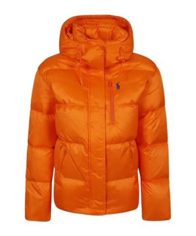 Polo Ralph Lauren Water-repellent Quilted Down Jacket Hood In Orange