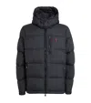 Polo Ralph Lauren Blue Down Jacket With Fixed Hood And Embroidered Pony Logo On Chest In Tech Fabric Man In Black