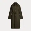 Polo Ralph Lauren Water-resistant Twill Long Car Coat In Olive