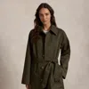 Polo Ralph Lauren Water-resistant Twill Long Car Coat In Olive