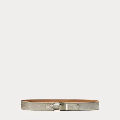 Polo Ralph Lauren Welington Metallic Turnback Belt In Silver