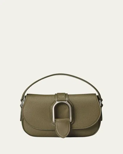 Polo Ralph Lauren Welington Mini Flap Leather Wallet On Chain In Dusty Sage