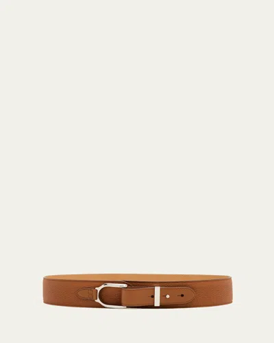 Polo Ralph Lauren Welington Pebbled Leather Turnback Belt In Rl Brown