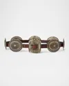 Polo Ralph Lauren Western Buckle Leather Belt In Brown