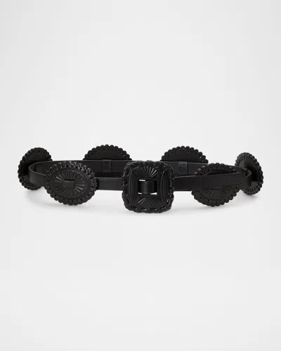 Polo Ralph Lauren Western Leather Skinny Belt In Black