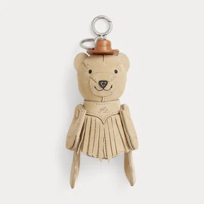 Polo Ralph Lauren Western Polo Bear Leather Bag Charm In Cashew