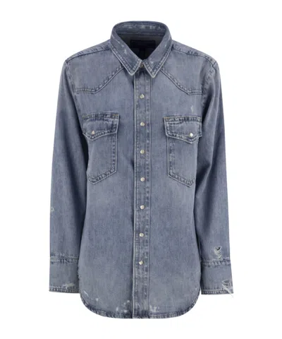 Polo Ralph Lauren Western Shirt In Irregular Denim