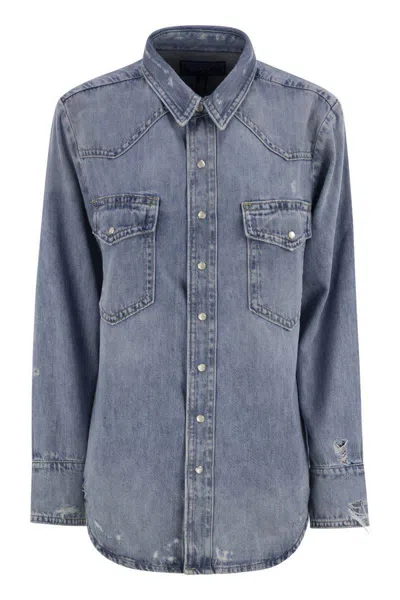 POLO RALPH LAUREN POLO RALPH LAUREN WESTERN SHIRT IN IRREGULAR DENIM