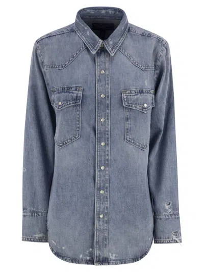 POLO RALPH LAUREN WESTERN SHIRT IN IRREGULAR DENIM