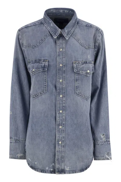 Polo Ralph Lauren Western Shirt In Irregular Denim