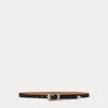 Polo Ralph Lauren Grain Vachetta Leather Skinny Belt In Black