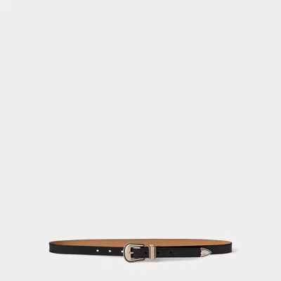 Polo Ralph Lauren Western Vachetta Leather Belt In Black