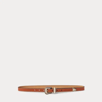 Polo Ralph Lauren Western Vachetta Leather Belt In Brown