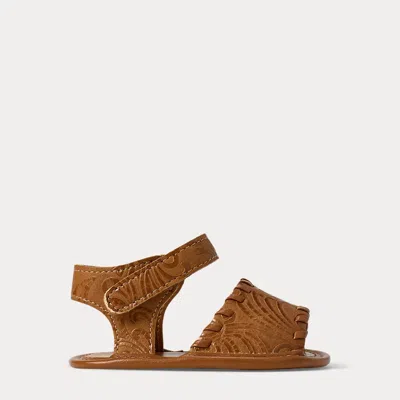 Polo Ralph Lauren Babies' Whipstitch Faux-leather Sandal In Chocolate/tan