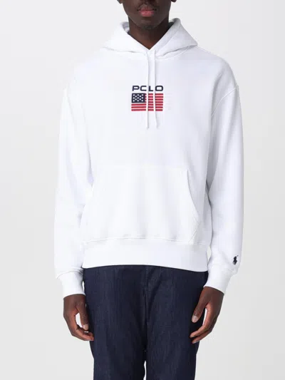 Polo Ralph Lauren Cotton Blend Hooded Sweatshirt In White