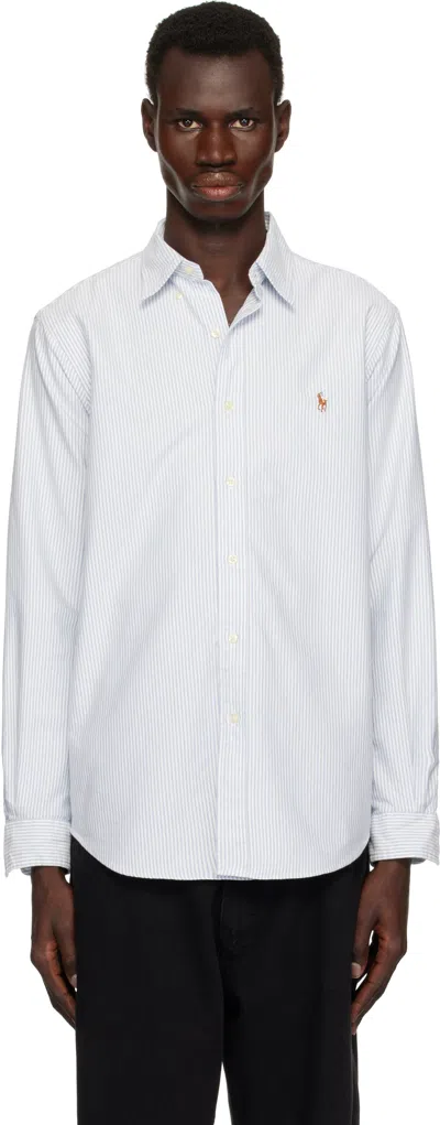 Polo Ralph Lauren White & Blue Classic Fit Striped Oxford Shirt In Blue/white Stripe