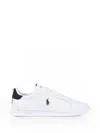 Polo Ralph Lauren White And Blue Leather Sneaker With Logo In White/navy/red