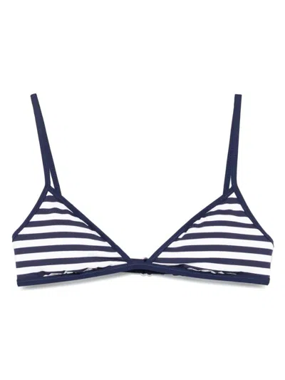 Polo Ralph Lauren White And Blue Striped Bikini Top