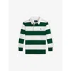 Polo Ralph Lauren White Boys' The Iconic Striped Cotton-jersey Rugby Shirt In Green