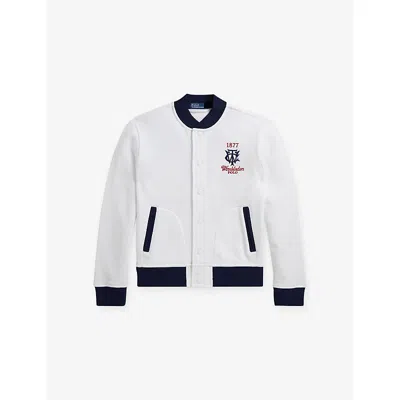 Polo Ralph Lauren Kids' White Boys' Wimbledon Logo-embroidered Cotton-blend Bomber Jacket
