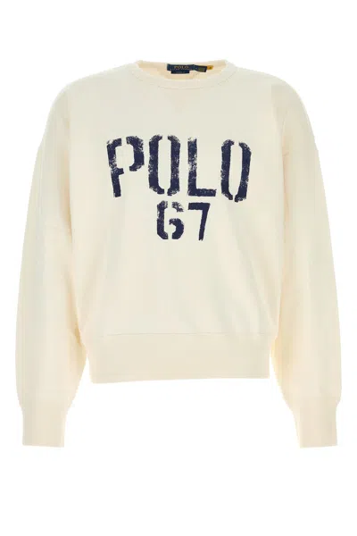 Polo Ralph Lauren Cotton Blend Sweatshirt Crew Neck Long Sleeves In Neutral