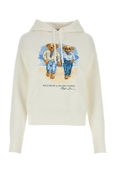 Polo Ralph Lauren White Cotton Blend Sweatshirt  In Bluette