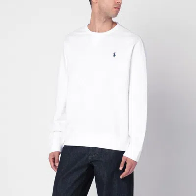 POLO RALPH LAUREN WHITE COTTON BLEND SWEATSHIRT WITH LOGO
