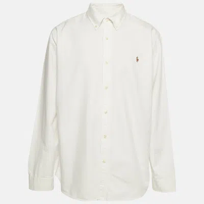 Pre-owned Polo Ralph Lauren White Cotton Button Down Custom Fit Oxford Shirt Xxl