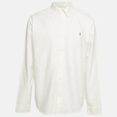 Pre-owned Polo Ralph Lauren White Cotton Button Down Custom Fit Oxford Shirt Xxl