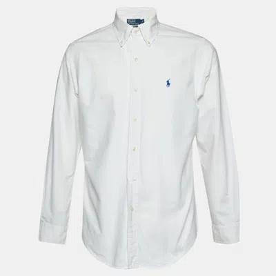 Pre-owned Polo Ralph Lauren White Cotton Custom Fit Button Down Shirt M