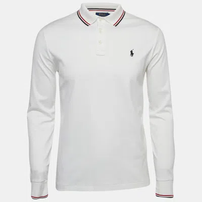 Pre-owned Polo Ralph Lauren White Cotton Long Sleeve Polo T-shirt M
