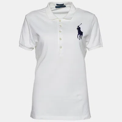 Pre-owned Polo Ralph Lauren White Cotton Pique Polo T-shirt L