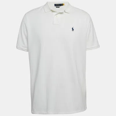Pre-owned Polo Ralph Lauren White Cotton Pique Polo T-shirt L