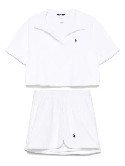 Polo Ralph Lauren White Cotton Polo Shirt And Shorts Set With Logo