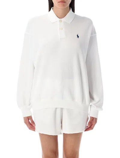 POLO RALPH LAUREN POLO RALPH LAUREN WHITE COTTON POLO SWEATSHIRT