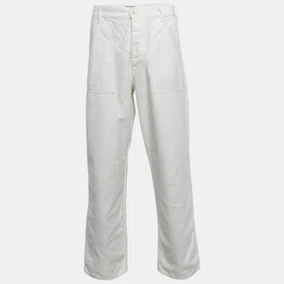 Pre-owned Polo Ralph Lauren White Cotton Straight Leg Trousers M
