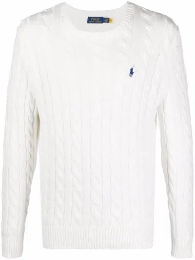 Polo Ralph Lauren White Cotton Sweater Pullover In Multi