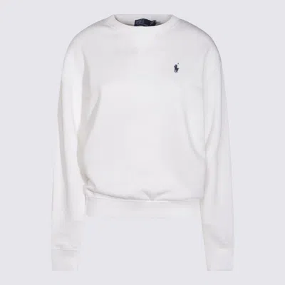 Polo Ralph Lauren Fleece Crewneck Pullover Woman Sweatshirt White Size L Cotton