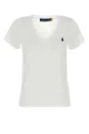 Polo Ralph Lauren Embroidered Logo V-neck T-shirt In White