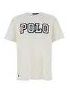 Polo Ralph Lauren White Crewneck T-shirt With Logo Lettering On The Fornt And Pony Embroidery On The Front